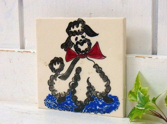 タイル 建材 GENERAL TILE プードル柄・デッドストック・アンティーク・鍋敷き USA