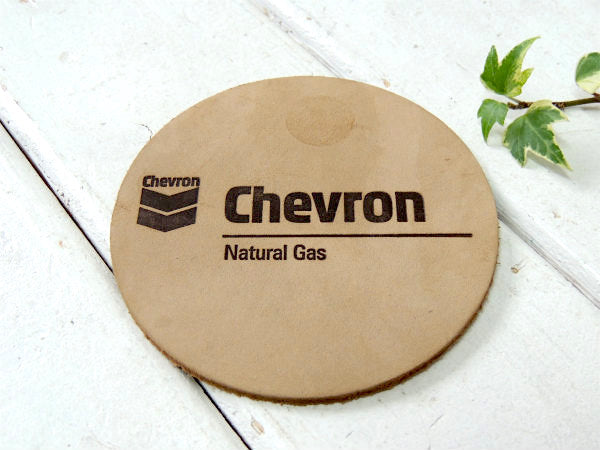 Chevron シェブロン・アドバタイジング・レザー・革製・ヴィンテージ・コースター USA