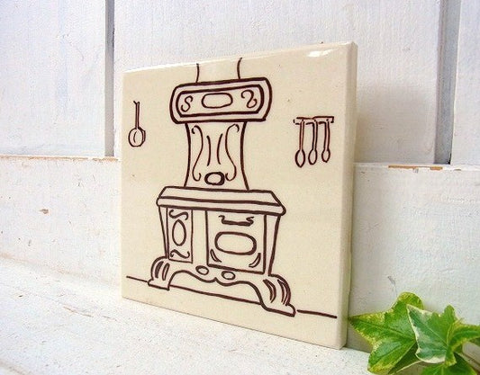 【GENERAL TILE】キッチンストーブ柄・デッドストック・アンティーク・タイル/鍋敷き USA