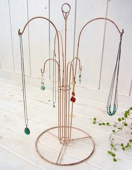 サーモンピンク 卓上 ヴィンテージ アクセサリースタンド ジュエリーホルダー ジュエリースタンド 店舗什器