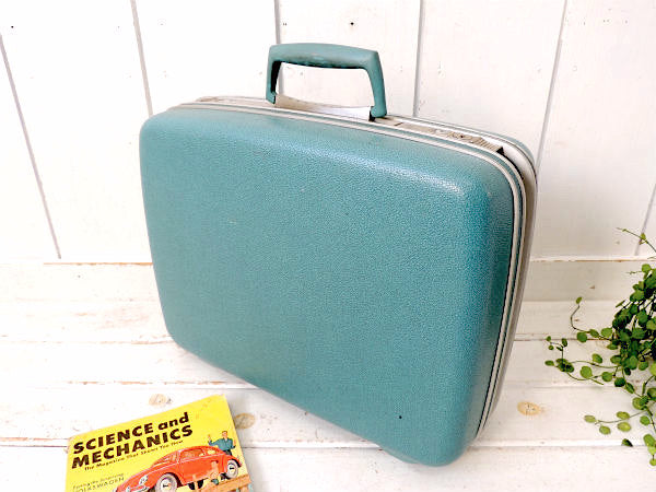 【Samsonite】サムソナイト・鍵付き・水色・小さなヴィンテージ・スーツケース/トランク USA