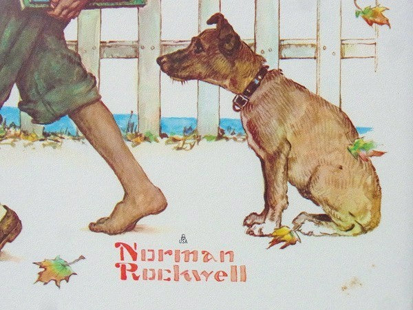 【ノーマンロックウェル】A Scholarly Pace・木製フレーム入り・ヴィンテージ・壁飾り