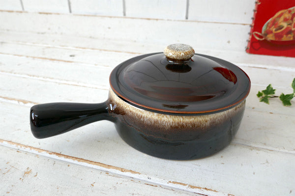 ストーンウェア ブラウン レトロ ヴィンテージ フレンチキャセロール スキレット 片手鍋 調理器具