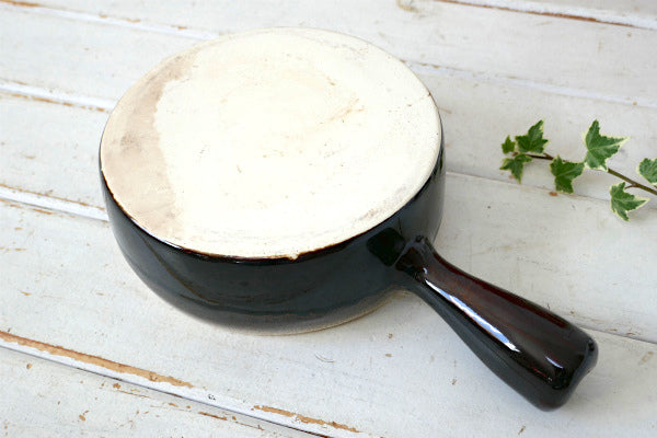 ストーンウェア ブラウン レトロ ヴィンテージ フレンチキャセロール スキレット 片手鍋 調理器具