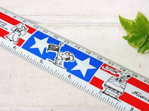 【スヌーピー】センチ&インチ表示・星条旗柄・60'sヴィンテージ・ルーラー/定規/ものさし