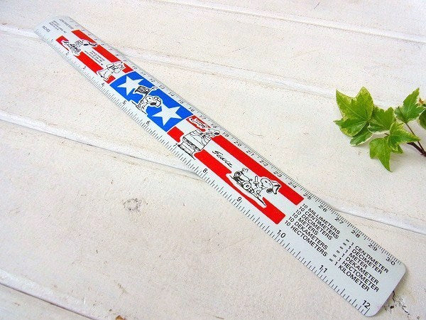 【スヌーピー】センチ&インチ表示・星条旗柄・60'sヴィンテージ・ルーラー/定規/ものさし