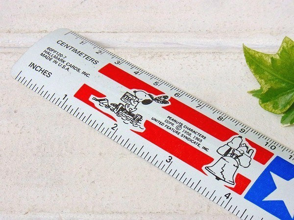 【スヌーピー】センチ&インチ表示・星条旗柄・60'sヴィンテージ・ルーラー/定規/ものさし