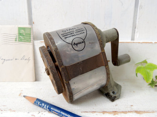 【GIANT・Apsco】アンティーク・ペンシルシャープナー・鉛筆削り・ステーショナリー・文房具