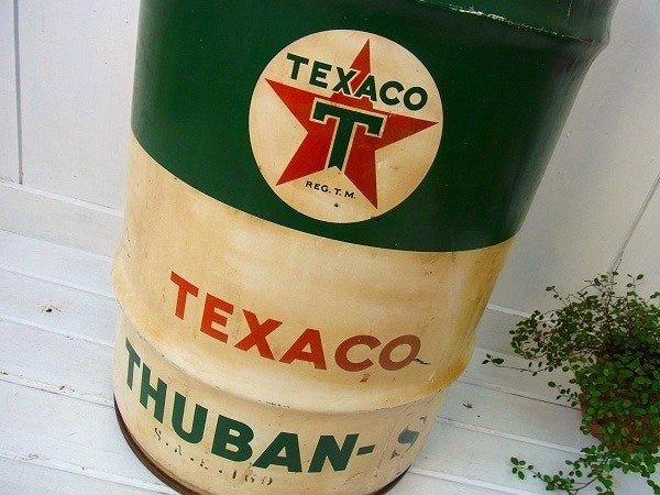 【TEXACO】テキサコ・特大・ヴィンテージ・オイル缶(フタ付き)　USA