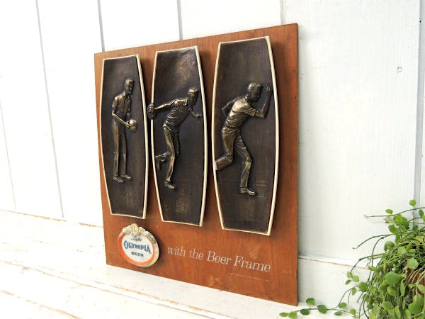 OLYMPIA オリンピアビール アドバタイジング・ボウリング・60's・ヴィンテージ・サイン・看板