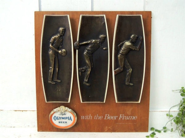 OLYMPIA オリンピアビール アドバタイジング・ボウリング・60's・ヴィンテージ・サイン・看板