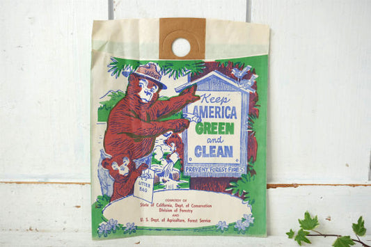 スモーキーベア 熊 森林火災防止 デッドストック 50's ヴィンテージ ごみ袋 紙製 USA