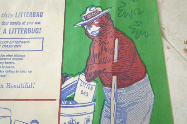 スモーキーベア 熊 森林火災防止 デッドストック 50's ヴィンテージ ごみ袋  紙製 USA