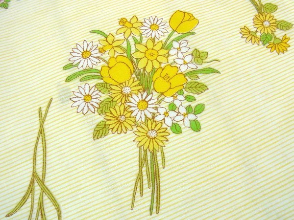 花束&小花柄・ヴィンテージ・USEDフラットシーツ(1/2) USA