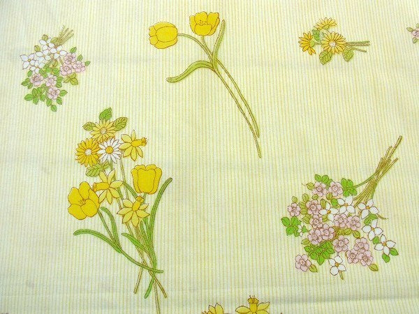 花束&小花柄・ヴィンテージ・USEDフラットシーツ(1/2) USA