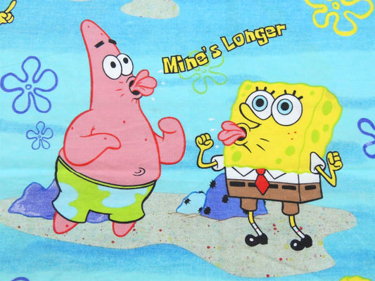 【スポンジボブ&パトリック】ビキニタウン・ダンス柄・ユーズドシーツ(フラットタイプ)