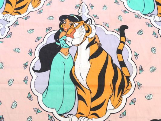 【アラジン】ディズニー・ジャスミン&ラジャー・大柄・ユーズドシーツ(フラットタイプ) USA