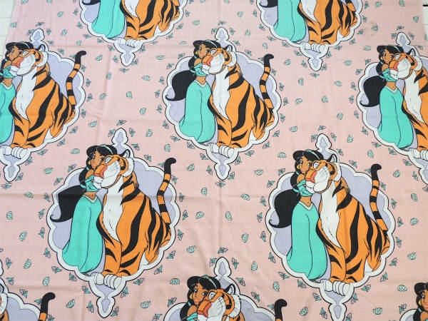 【アラジン】ディズニー・ジャスミン&ラジャー・大柄・ユーズドシーツ(フラットタイプ) USA