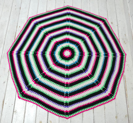 8角形 カラフル ハンドメイド ヴィンテージ ブランケット ひざ掛け マット ラグ インテリア US