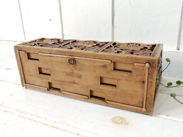 【Lerner・彫刻ウッド柄】70's・ヴィンテージ・卓上レターホルダー・オーガナイズ・書類スタンド