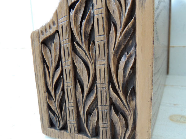 【Lerner・彫刻ウッド柄】70's・ヴィンテージ・卓上レターホルダー・オーガナイズ・書類スタンド