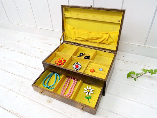 木製・2段式・ヴィンテージ・ジュエリーボックス/宝石箱/アクセサリーケース/里帰り品