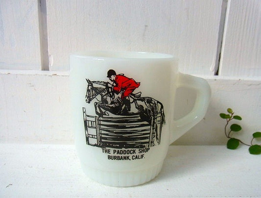 【Fire King】THE　PADDOCK　SHOP・アドバタイジング・マグカップ　USA