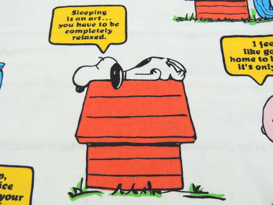 【スヌーピー】ピーナッツの仲間・ベッドタイム柄・70'ヴィンテージ・USEDフラットシーツ(1/2)