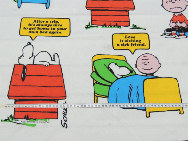 【スヌーピー】ピーナッツの仲間・ベッドタイム柄・70'ヴィンテージ・USEDフラットシーツ(1/2)