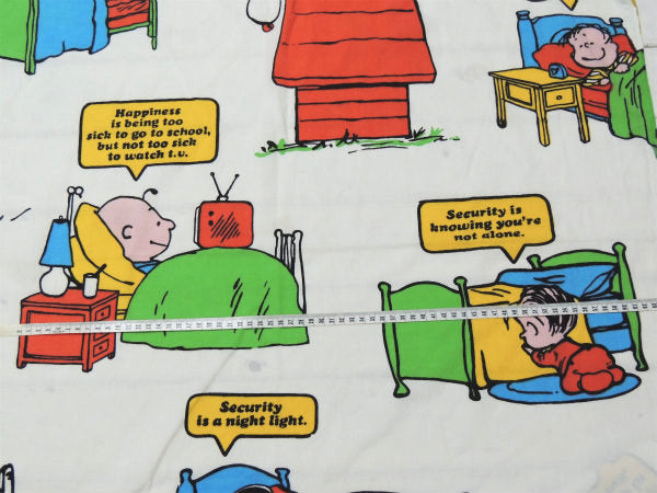 【スヌーピー】ピーナッツの仲間・ベッドタイム柄・70'ヴィンテージ・USEDフラットシーツ(1/2)