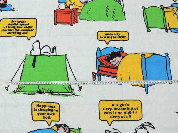 【スヌーピー】ピーナッツの仲間・ベッドタイム柄・70'ヴィンテージ・USEDフラットシーツ(1/2)