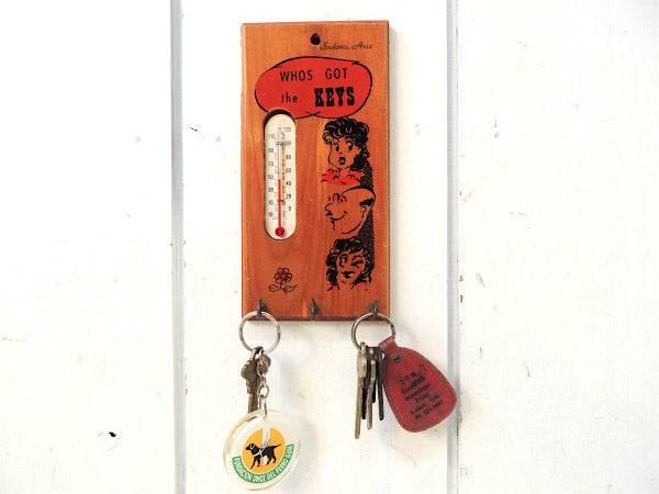 WHOS GOT the KEYS サーモメーター 温度計 セドナ スーベニア 木製 ヴィンテージ キーフック 鍵フック 壁飾り USA