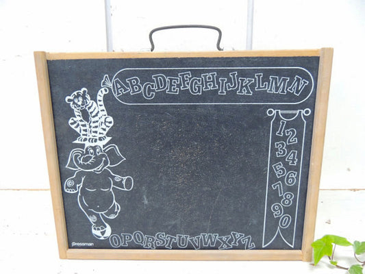 Pressman・アニマル 動物&アルファベット&数字柄・木製・ヴィンテージ・黒板 ブラックボード