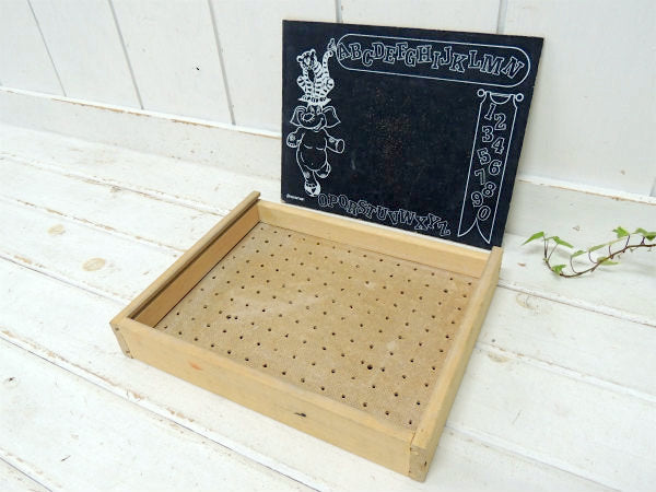 Pressman・アニマル 動物&アルファベット&数字柄・木製・ヴィンテージ・黒板 ブラックボード