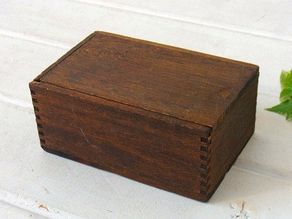 木製・小さなアンティーク・ウッドボックス/木箱/あられ組み USA