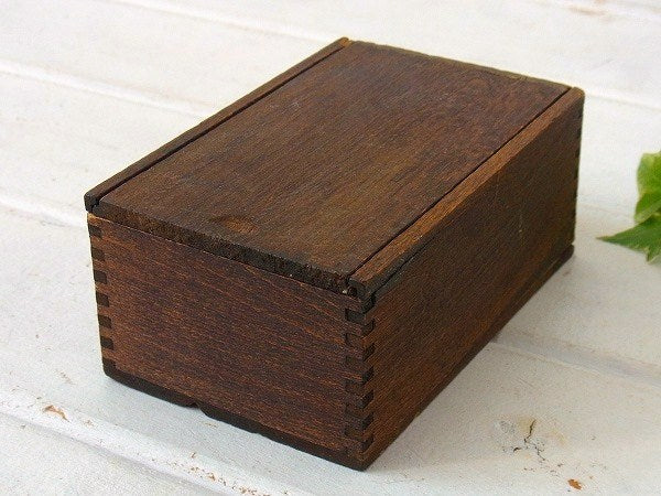 木製・小さなアンティーク・ウッドボックス/木箱/あられ組み USA