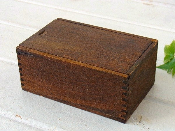 木製・小さなアンティーク・ウッドボックス/木箱/あられ組み USA