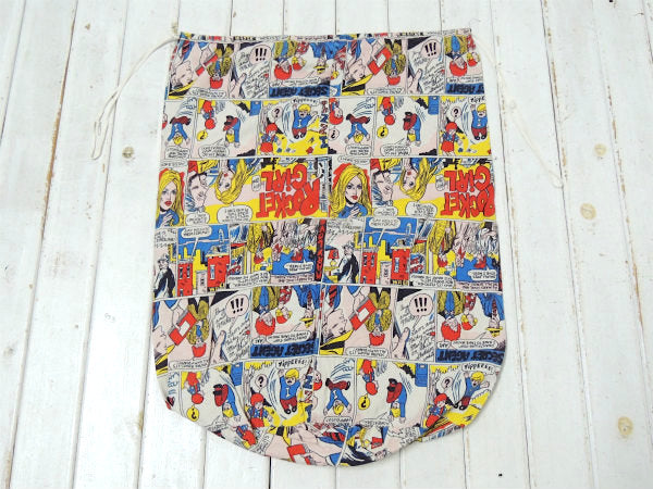 4種類のアメリカンコミック柄・ヴィンテージ・バッグ/ランドリーバッグ/布袋 USA