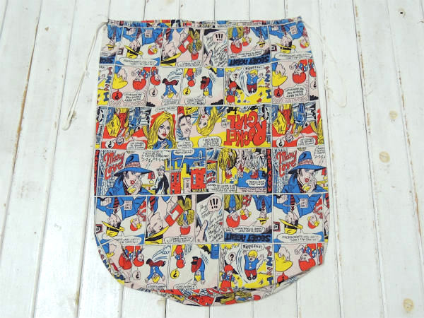 4種類のアメリカンコミック柄・ヴィンテージ・バッグ/ランドリーバッグ/布袋 USA