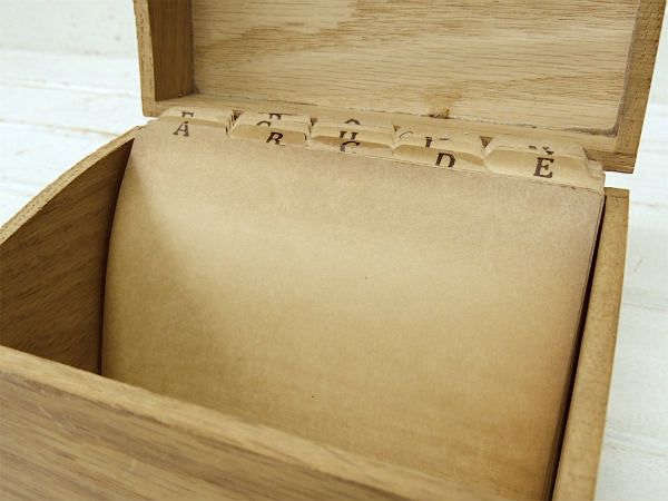 インデックスカード付き・あられ組み・アンティーク・木製カードボックス/レシピボックス/ファイルケース