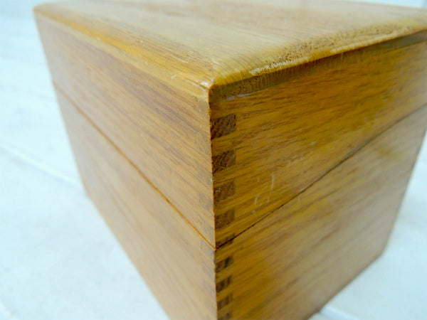 インデックスカード付き・あられ組み・アンティーク・木製カードボックス/レシピボックス/ファイルケース