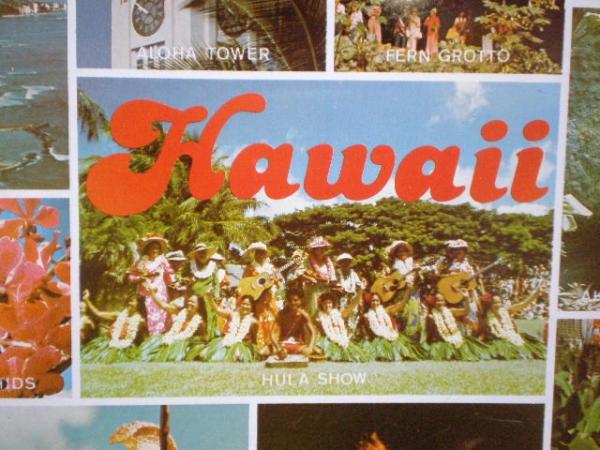 HAWAII・ハワイ ティン製 ヴィンテージ・ピクチャー・トレー・盆 ダイアモンドヘッド アロハタワー カメハメハ大王像