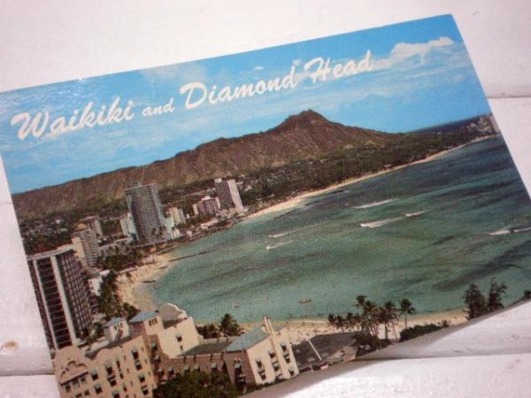 ハワイ　ワイキキビーチ・50’s ヴィンテージ・ポストカード  写真はがき 絵葉書