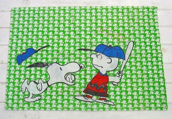 【スヌーピー】ベースボール柄・ヴィンテージ・USEDピロケース/枕カバー USA