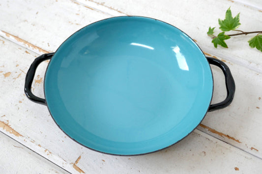 SIZZLING SERVERS イタリア ホーロー製 ターコイズ ヴィンテージ 浅鍋 プレート 小