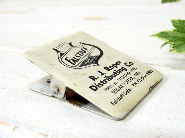 【FALSTAFF】スチール製・ヴィンテージ・アドバタイジング・クリップ・ホワイト×ブラック