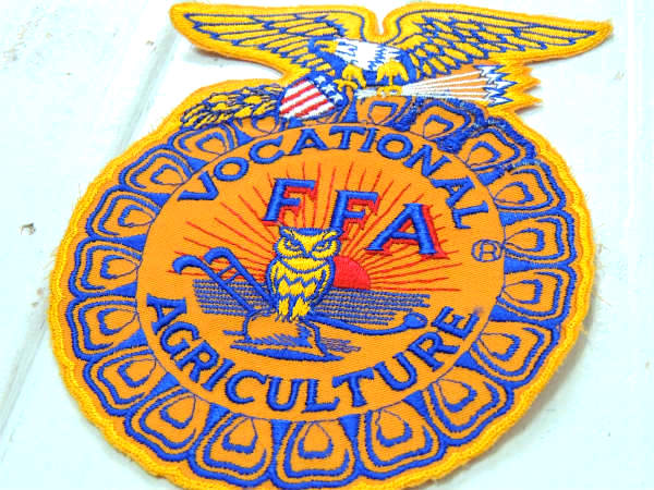 FFAエンブレム・青年組織　USA・イーグル&ふくろう・ヴィンテージ・刺繍ワッペン・デッドストック