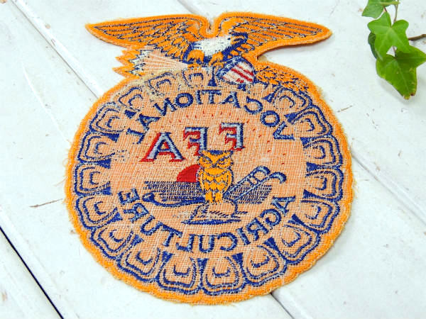 FFAエンブレム・青年組織　USA・イーグル&ふくろう・ヴィンテージ・刺繍ワッペン・デッドストック