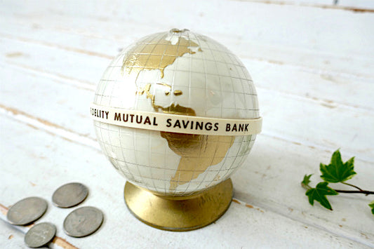 Fidelity 銀行 アドバタイジング 地球儀 ビンテージ 貯金箱 ミッドセンチュリー アトミック