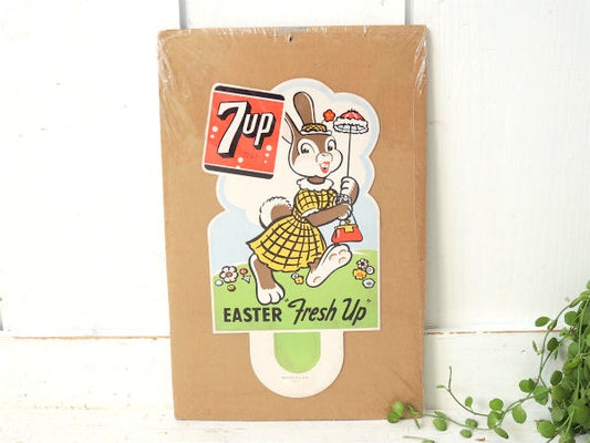 7UP セブンアップ・イースター・うさぎ柄・デッドストック・50'sヴィンテージ・ポップサイン
